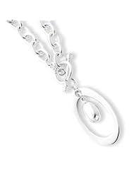 Sterling Silver Oval Toggle Necklace - 18 Inch