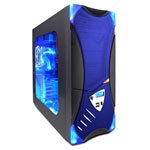 APEVIA X-PLORER (BLACK/BLUE) MID TOWER NO POWER SUPPLY 4x5.25 2x3.5 5x3.5(hidden) W/SEE THROUGH SIDE