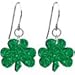 Body Candy Green Glitter Stainless Steel Fishhook Luck Clover Irish Shamrock Earrings for Women
