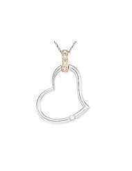 14K white and pink gold .05ctw Accent Diamond heart pendant with 17 inch chain