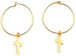 14K Yellow Gold Endless Hoop Cross Earrings Jewelry