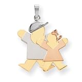14k Tri-Color Big Boy & Little Girl Engraveable Pendant