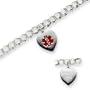 Gordon's Jewelers Heart Charm Medical Notification Charm Bracelet in Sterling Silver (3 Lines) bracelets/bangles