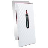 Nokia Lumia 800 Cell Phone White Carbon Fiber Texture Full Body Shield Guard Cover - INCLUDES 1 BACK AND SIDE, 1 SCREEN PROTECTOR