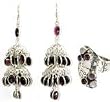 Ring and Earrings Silver Garnet Gem Jewelry (erss008)