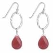 .925 Silver & Ruby Jade Teardrop Earrings