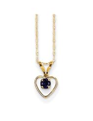 Genuine IceCarats Designer Jewelry Gift 14K Madi K 3Mm Sapphire Heart Birthstone Necklace In 15.00 Inch