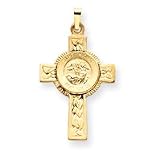 14k Cross with St. Michael Medal Pendant - Measures 28x20mm - JewelryWeb