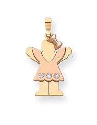 Genuine IceCarats Designer Jewelry Gift 14K Two-Tone Aa Diamond Kid Pendant