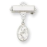 Sterling Silver Oval Saint Christopher Medal PIn