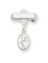 Sterling Silver Oval Saint Christopher Medal PIn QC4397"