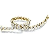 18ct Yellow Gold 10 Ct Diamond Rub Set Tennis Bracelet- G / VS1