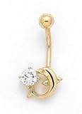 14K BELLY RING DOLPHIN W/CZ - ES-1265