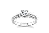 Platinum Diamond Engagement Ring with Prong Set Sidestones (H/SI2, 3/4 ct. tw.)