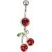 #2 Ruby Red DANGLING CHERRY Belly Ring