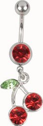 #2 Ruby Red DANGLING CHERRY Belly Ring