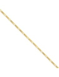 14k Gold 1.25mm Flat Figaro Chain 18 Inches