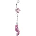 Pink Cubic Zirconia Flip-Flop Dangle Belly Ring