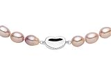 8-9mm Cultured Freshwater Pink Pearl Necklace w/ Sterling Silver Heart Clasp