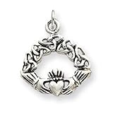 Pendant - Sterling Silver Antiqued Celtic Knot Claddaugh Pendant