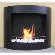 LUXUS Bio-Ethanol Kamin DESIGN Gelkamin EDELSTAHL Ischgl schwarz + Keramikholz