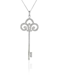Sterling Silver Diamond Key Pendant Necklace (1/4 cttw, I-J Color, I3 Clarity), 18"