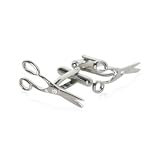 Silver Scissors Shears Cufflinks with CZ Crystal with Presentation Box