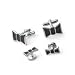 Tuxedo Cufflinks and Stud Set - Black Bowtie Enamel Cufflinks in Silver Setting
