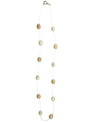 15" Cultured White & Cream Fresh Water Pearl Single Strand Invisible Necklace, Sterling Silver Spring lock, 3/16 inch wide