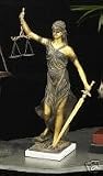 Executive Style Lady Justice Bronzed Statue Sculpture on White Marble Base-18