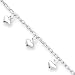 Sterling Silver Polished Puffed Heart Anklet - 9 Inch