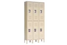 Double Tier Republic Locker 12x12x30 6 Door Ready To Assemble Tan