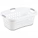 Hip Hold Plastci Laundry Basket, White with Titanium Handles