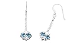 Round Cut London Blue Topaz Dangling Earrings Sterling Silver