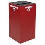 Steel Recycling Container With Paper Slot Opening - 28 Gallon Capacity Red