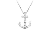 Diamond Anchor Pendant : 14K White Gold - 0.15 CT Diamonds