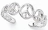 Peace Signs Toe Ring - Sterling Silver Adjustable
