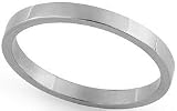 14K White Gold Flat Heavy Classic-Fit Wedding Band with Polished Finish, 2mm Wide