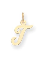 14k Gold Small Script Initial T Charm