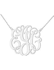Sterling Silver 3 Initial Monogram Necklace 1.5" with free chain.