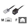 Bleil Reduzier-Adapter, RJ45(8p4c)-Stecker-RJ11(6p4c)-Buchse, Kabel: 4-adrig, flach und schwarz, 0,15 m
