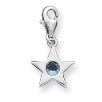 Sterling Silver March CZ Birthstone Star Charm by JewelryWeb