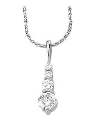 14K White Gold 1 Ct Tw Journey Diamond Pendant