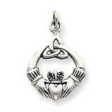 Sterling Silver Antiqued Claddaugh Pendant