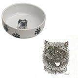 Cairn Terrier Paw Print Bowl, Porcelain by Rosalinde (7 in. x 2.5 in. deep)