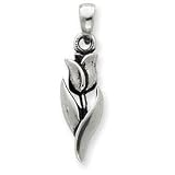 Sterling Silver Antiqued Tulip Pendant
