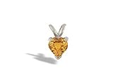 14K White Gold Genuine Heart Citrine Pendant