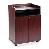 Executive Mobile Presentation Stand/Beverage Cart, Mahogany