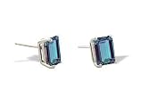 14K White Gold Emerald-cut Created Alexandrite Stud Earrings