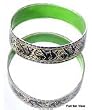 Silver Bangles Bracelet Pair with Enamelled Painting 60 gms. 2.75 inches